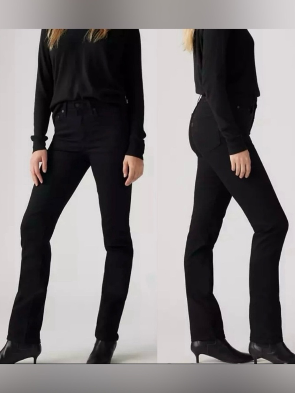 Levi’s Premium 724 High Rise Slim Straight Jeans Women’s 31 Black Stretch Chic